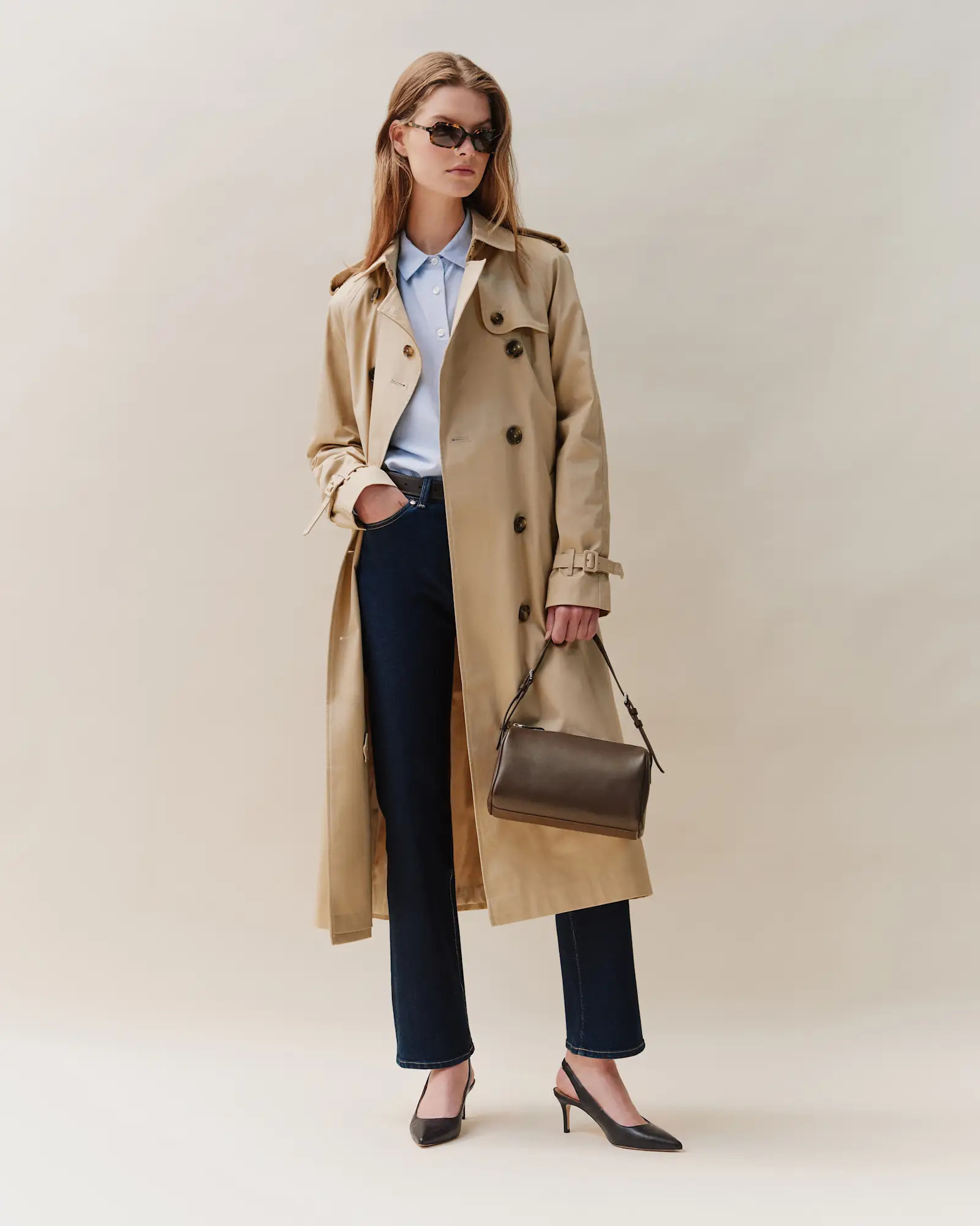 Comfort Stretch Long Trench Coat | Quince