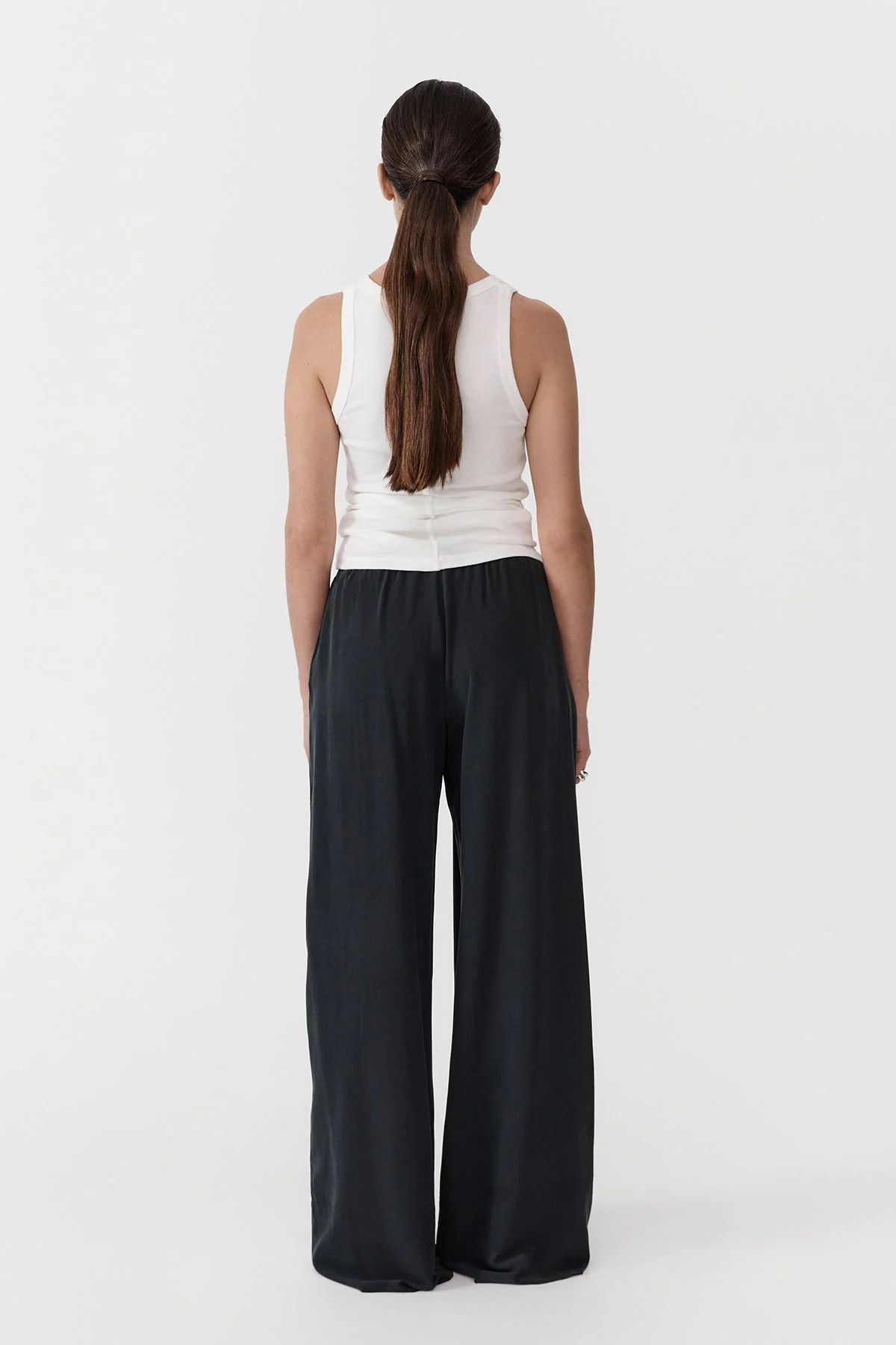 Relaxed Silk Pants - Washed Black | St. Agni