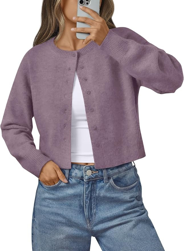LILLUSORY Womens Cropped Cardigan Sweaters Lightweight Crop Knit Y2k Outfits Fashion Button Up Cl... | Amazon (US)