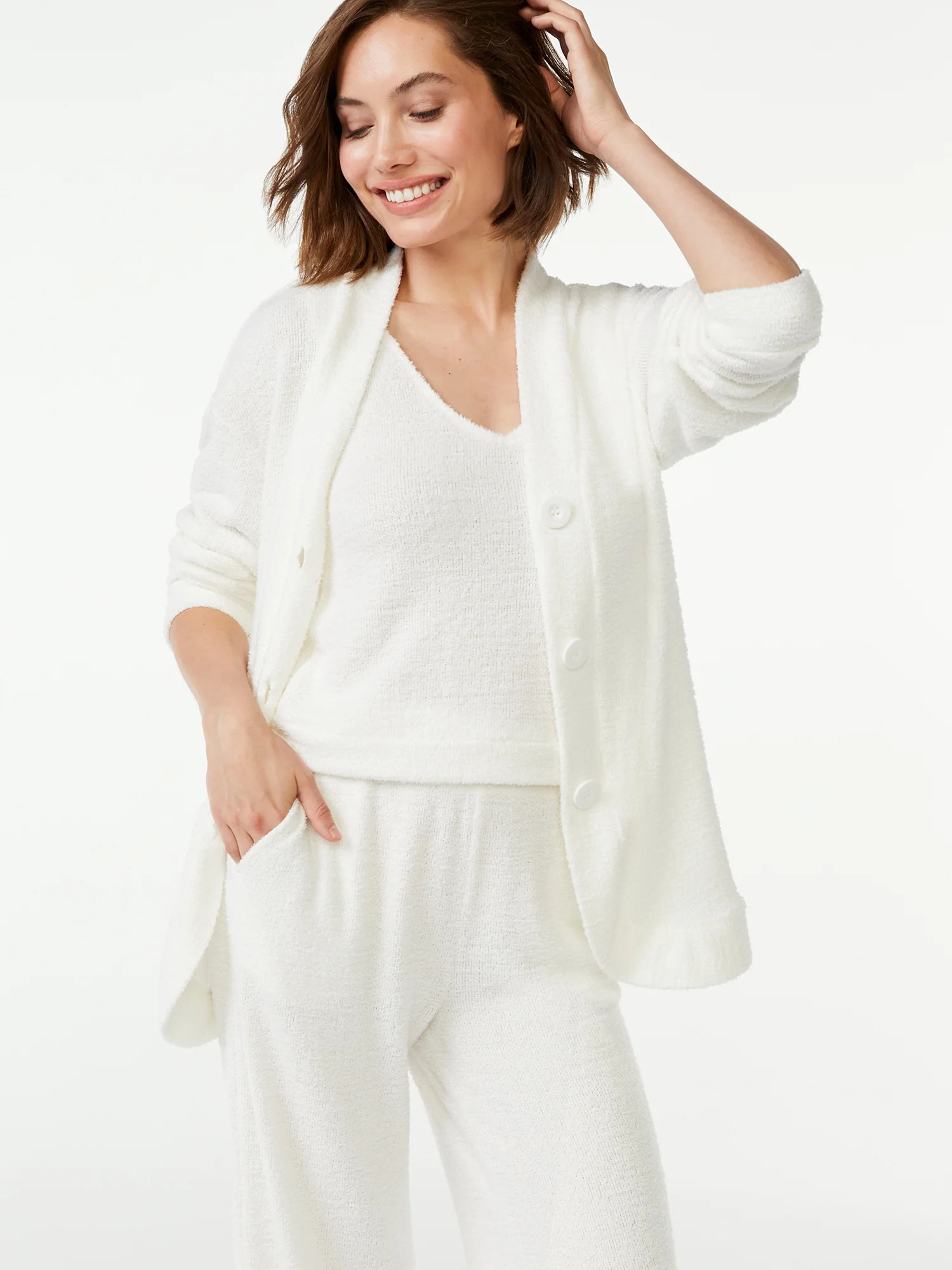 Joyspun Women's and Women's Plus Chenille Tank Top, Pants and Cardigan, 3-Piece Set, Sizes up to ... | Walmart (US)