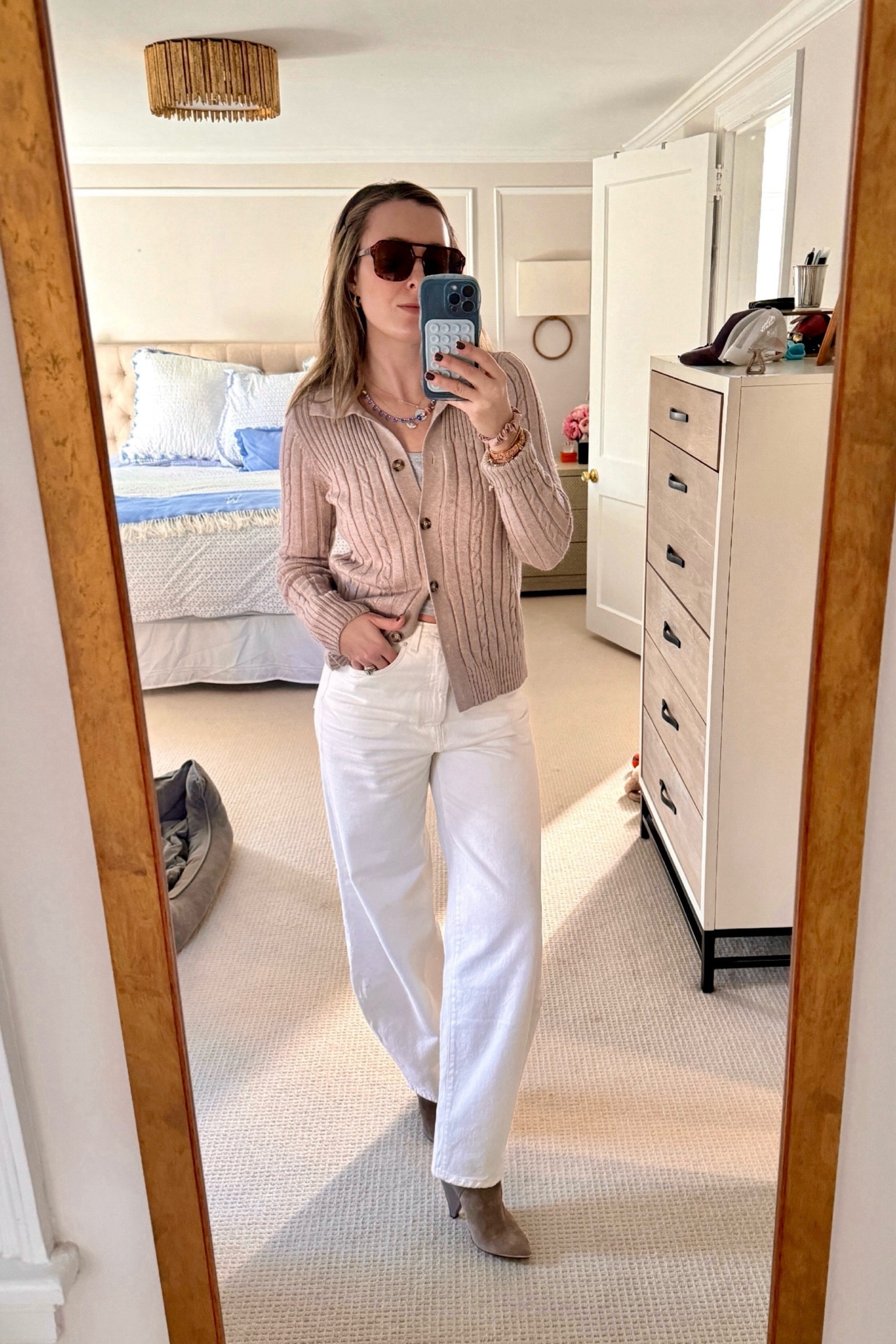 White Toteme barrel jeans, styled for daytime lunch/girls’ dinner

Sweater from Cyrus (size M)
Tank from Amazon (size M)
Jeans from Toteme (size 29/34)
Boots from Iro
Sunnies from SHEIN

#LTKsalealert #LTKMostLoved #LTKstyletip