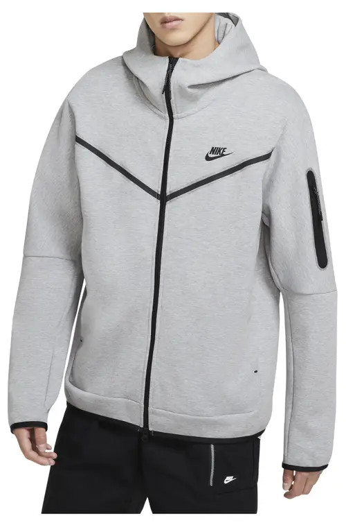 Nike Sportswear Tech Fleece Zip Hoodie in Dark Grey Heather/Black at Nordstrom, Size Medium | Nordstrom