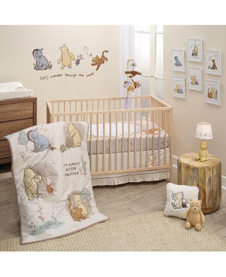 Lambs & Ivy Disney Baby Pooh Bear & Pals Cotton 3Piece Nursery Crib Bedding Set - Macy's | Macy's