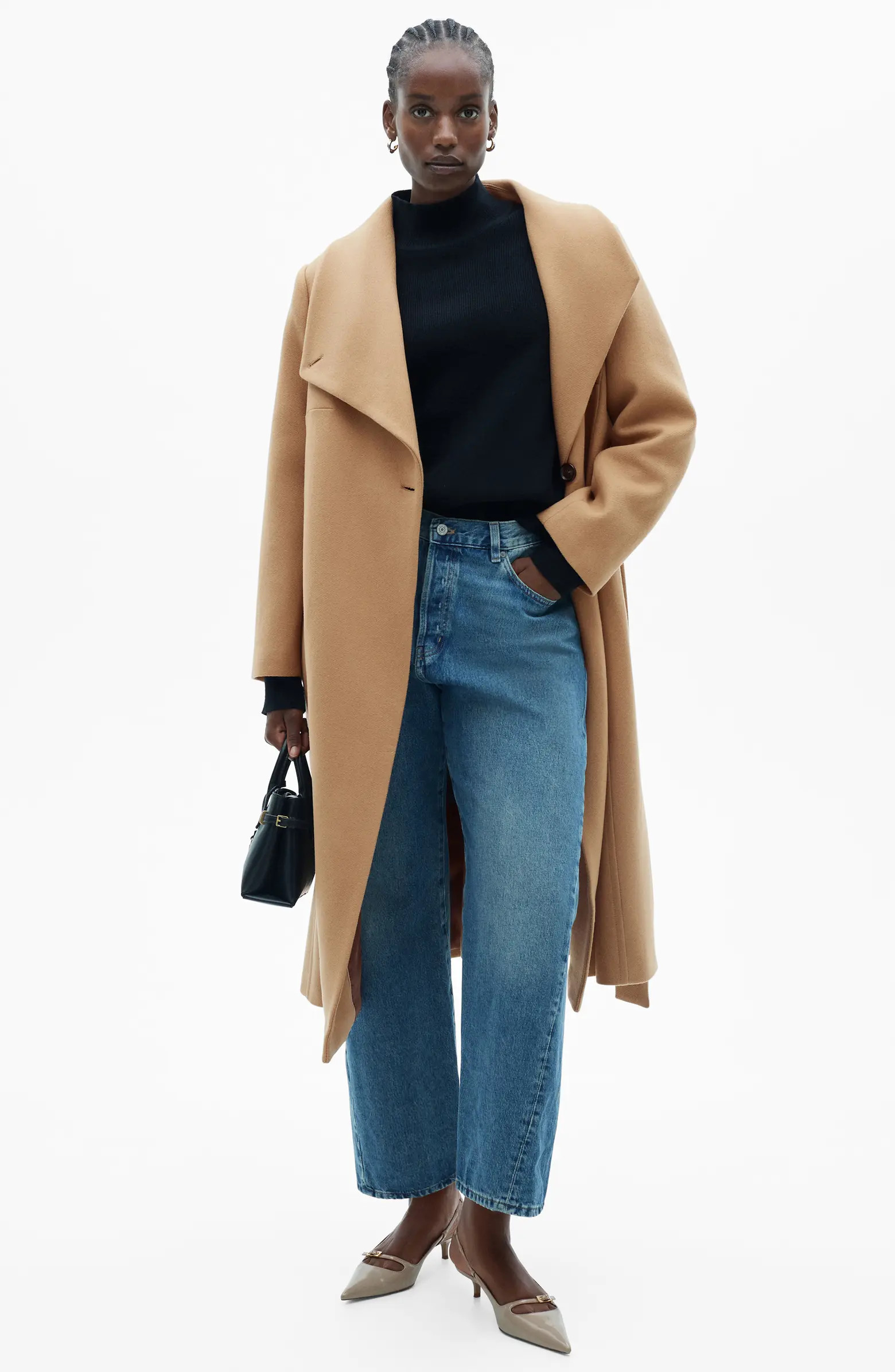 MANGO Tie Belt Virgin Wool Blend Coat | Nordstrom | Nordstrom