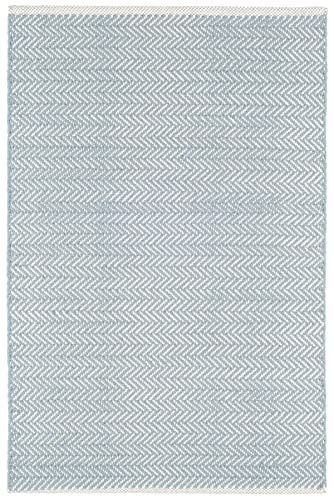 Dash and Albert Herringbone Cotton Area Rug - 4' x 6' Swedish Blue Geometric Handwoven Accent Rug - Durable, Lightweight, High Traffic Areas Hallway, Bedroom | Amazon (US)