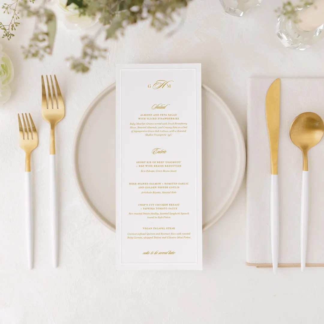 Embossed Border Menu — Classic, Elegant Printed Wedding Reception Menu - Etsy | Etsy (US)