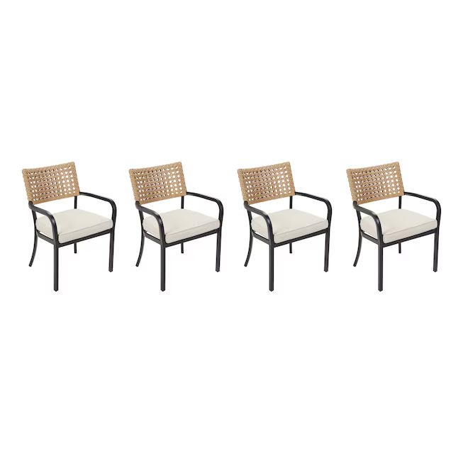 allen + roth Caledonia Set of 4 Wicker Stackable Black Steel Frame Stationary Dining Chair with G... | Lowe's
