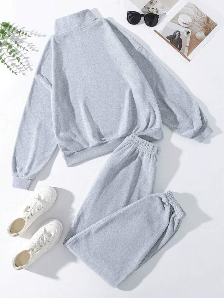 Women's Zipper Front Casual Two Piece Set | SHEIN