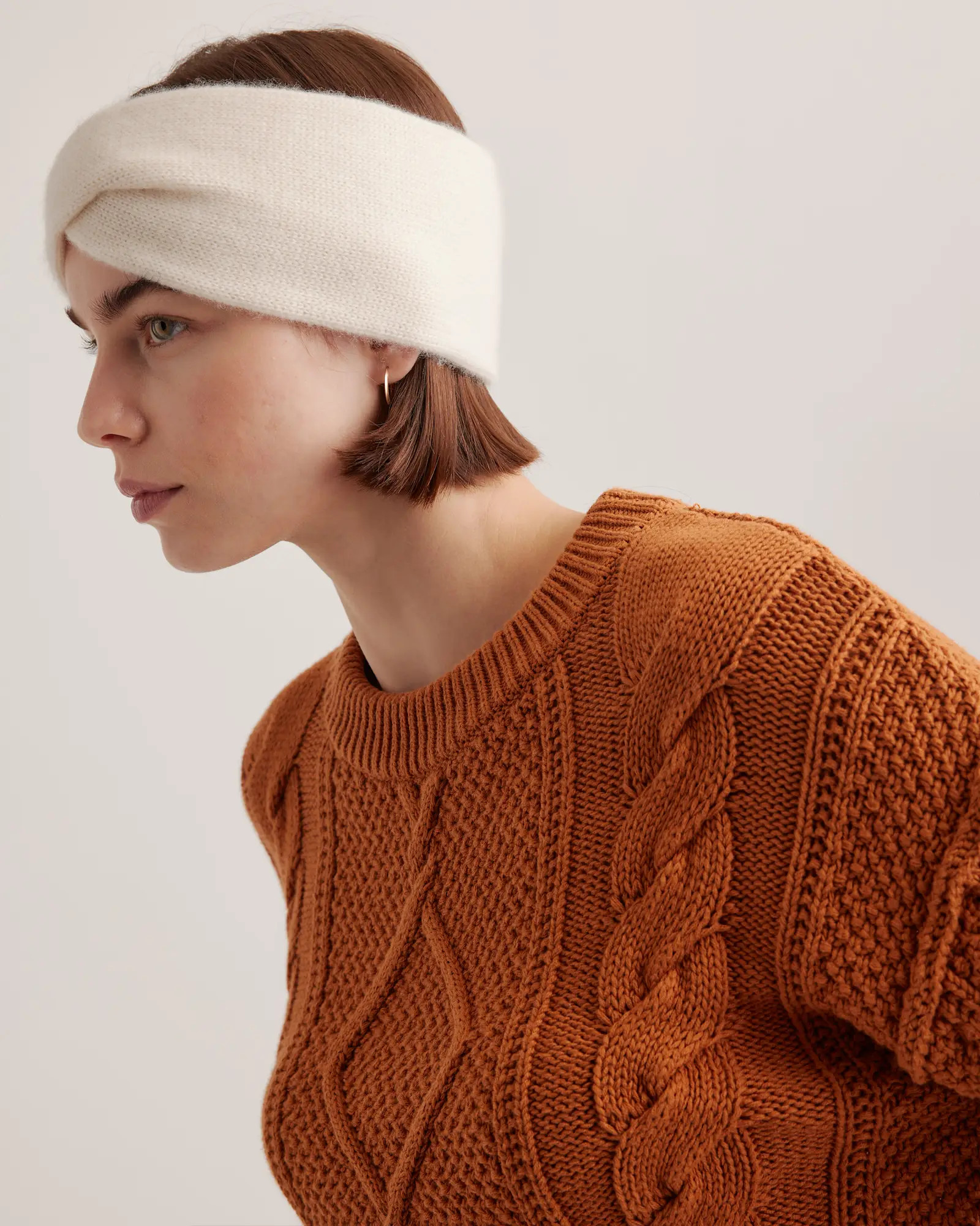 Mongolian Cashmere Twist Headband in Ivory | Quince