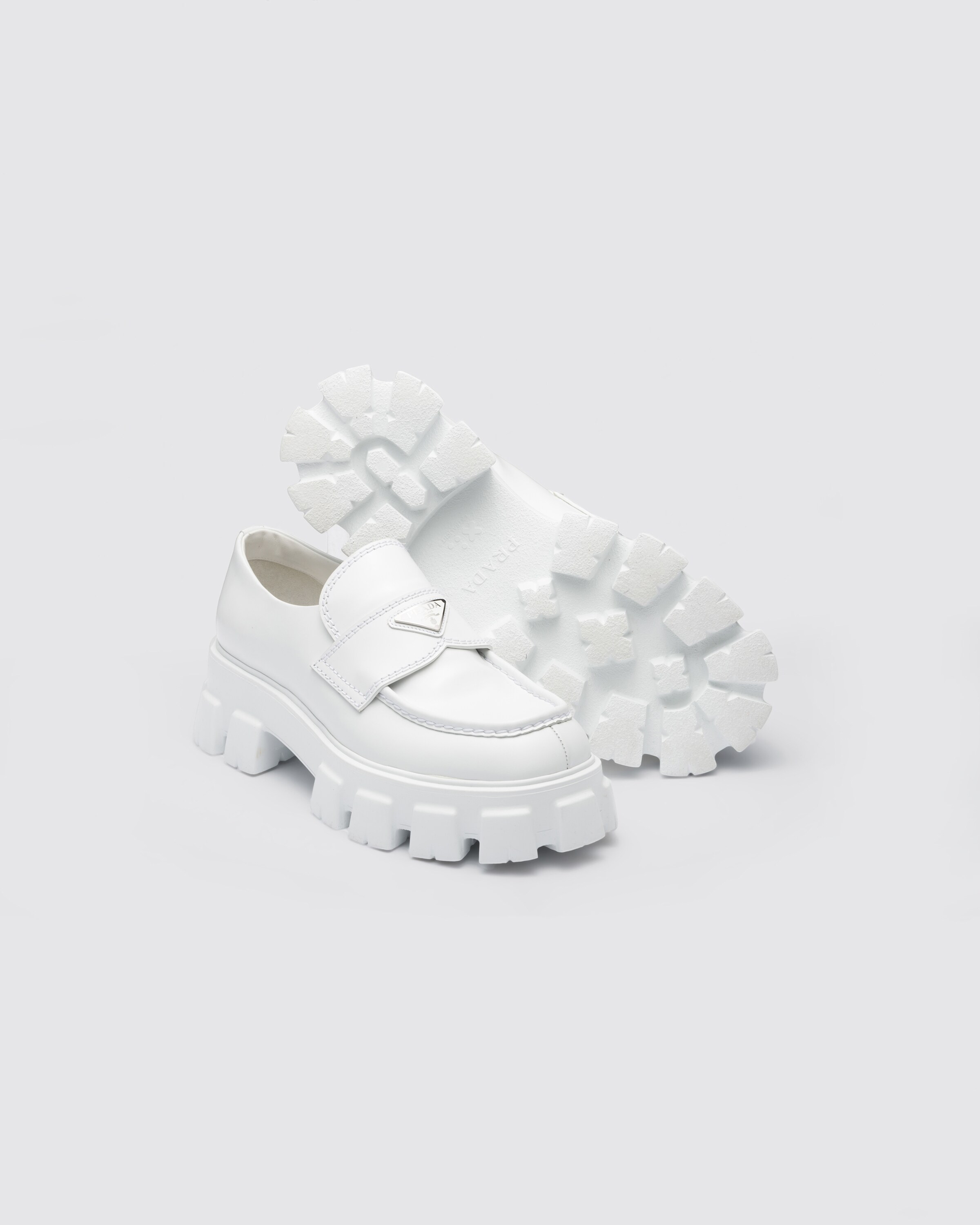 Monolith brushed leather loafers | Prada Spa US