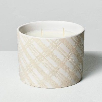 Plaid Ceramic Mulled Spice 2-Wick Jar Christmas Candle Ivory 11oz - Hearth & Hand™ with Magnoli... | Target