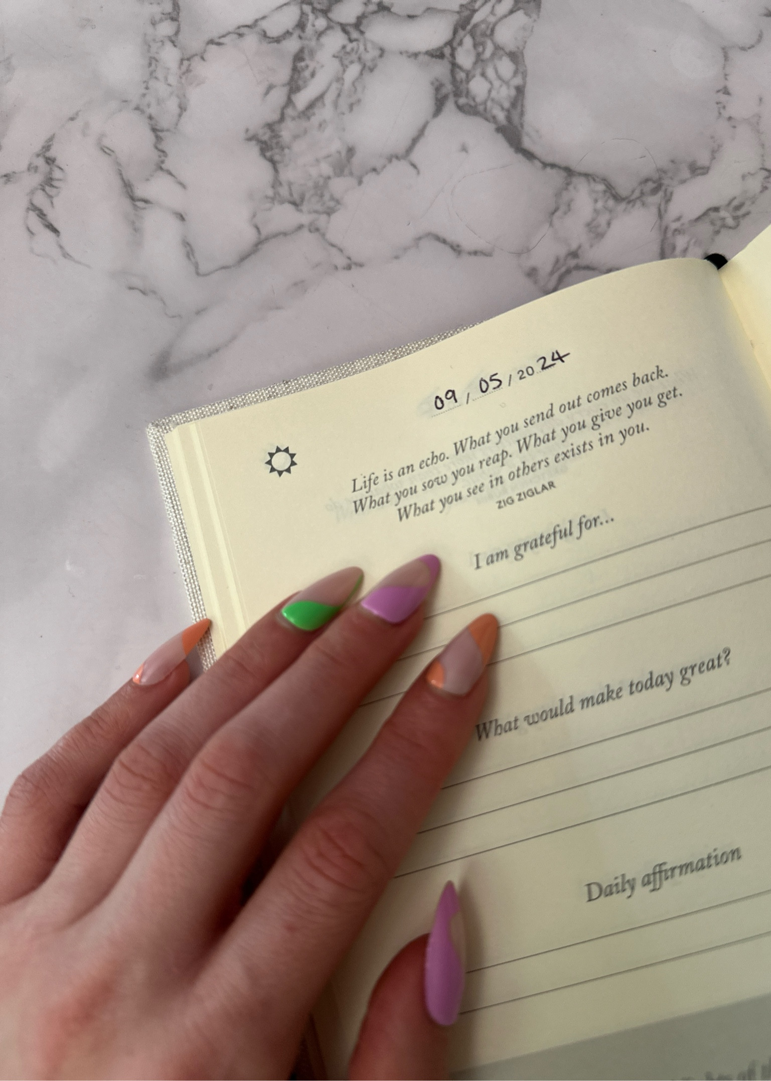 Started the day off right with my journal. Of course I couldn’t help but take a pic of my latest set from Glamnetic. 

The nails are giving SUMMERRRR. 💅🏻 

#LTKstyletip #LTKbeauty #LTKgiftguide