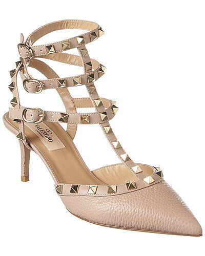 Valentino Rockstud Caged 65 Grainy Leather Ankle Strap Pump | Gilt