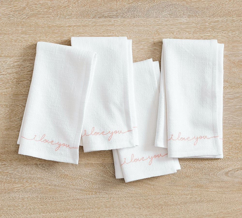 I Love You Sentiment Organic Cotton Napkins -  Set of 4 | Pottery Barn (US)
