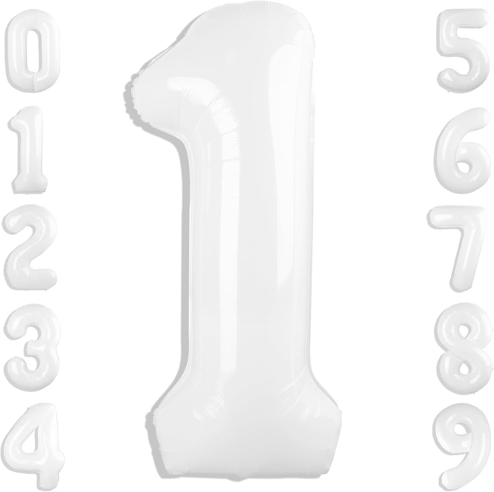 Amazon.com: Number Balloon 40 Inch White 1 Balloon Party Decorations, 1 Balloon 1st Birthday Deco... | Amazon (US)