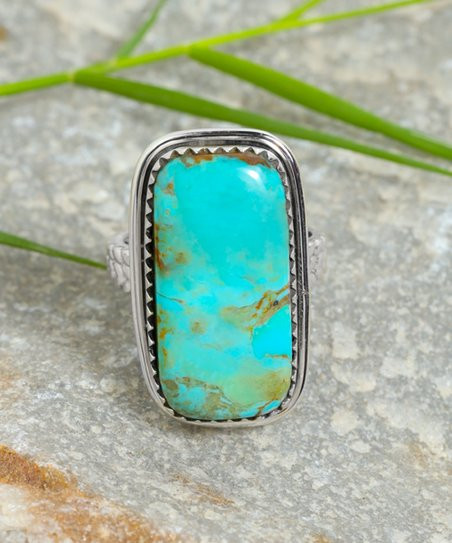 YS Gems Mohave Turquoise & Sterling Silver Rectangle Ring | Zulily