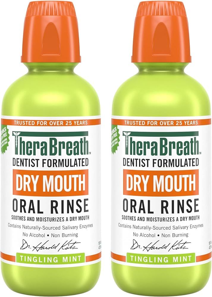 TheraBreath Dry Mouth Oral Rinse, Tingling Mint, Dentist Formulated, 16 Fl Oz (2-Pack) | Amazon (US)
