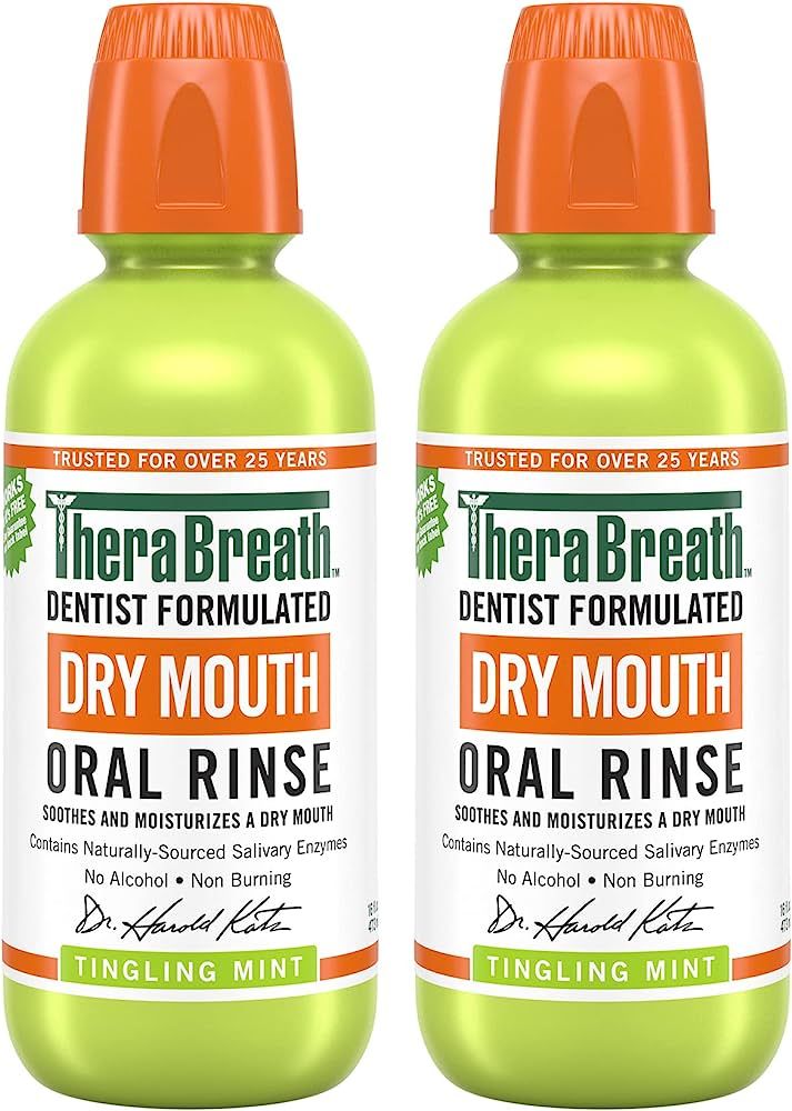 TheraBreath Dry Mouth Oral Rinse, Tingling Mint, Dentist Formulated, 16 Fl Oz (2-Pack) | Amazon (US)