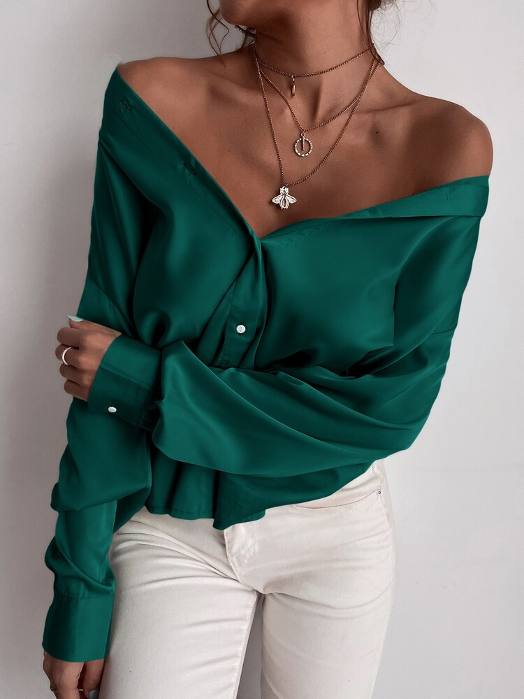Button Up Solid Shirt | SHEIN