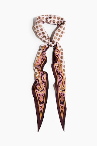H & M - Printed Satin Triangle Scarf - Light Pink/Dark Purple | H&M (US + CA)