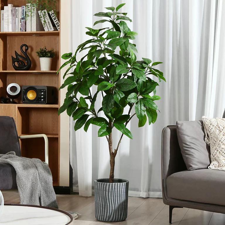 Artificial Plants, 5 Ft Ficus Tree Faux Rubber Plants Indoor Outdoor Decor Fake Tree in Pot Plast... | Walmart (US)