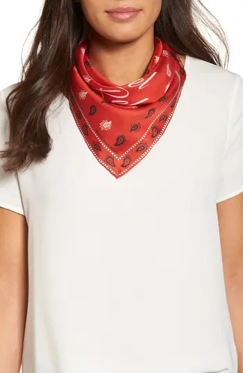 Women's Rebecca Minkoff Vertical Paisley Silk Bandana, Size One Size - Red | Nordstrom