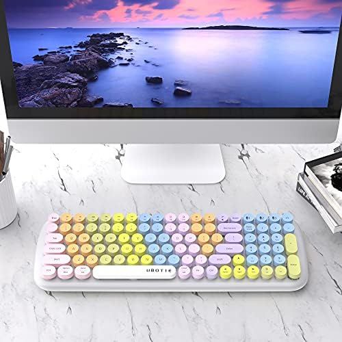 UBOTIE Colorful Bluetooth 100Keys Keyboards, Wireless Compact Rainbow Gradual Colors Retro Typewrite | Amazon (US)