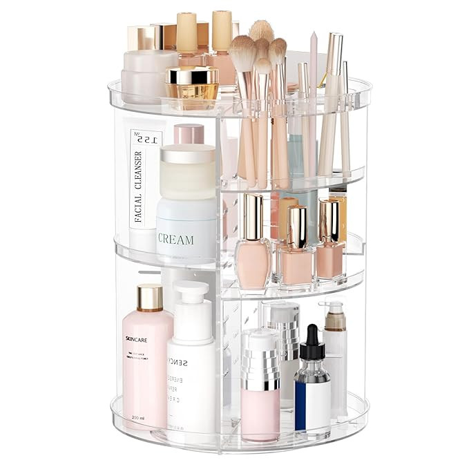 Rotating Makeup Organizer, DIY 8 Adjustable Layers Spinning Skincare Storage, Cosmetic Display Ca... | Amazon (US)
