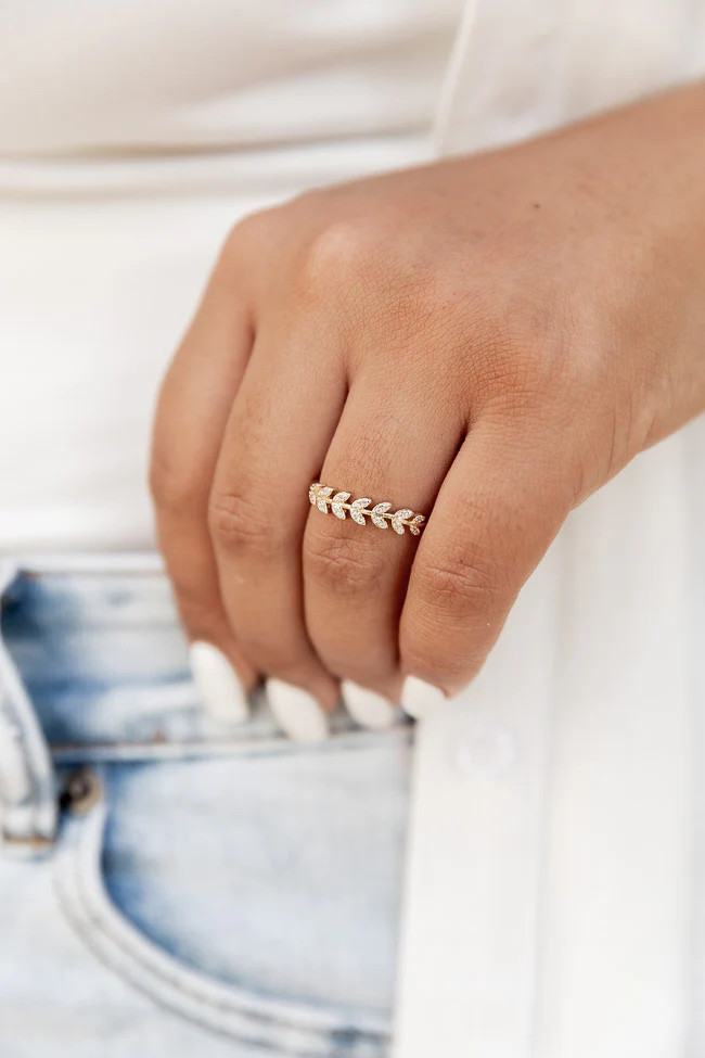 Tell A Story 18k Gold Leaf Ring | Pink Lily