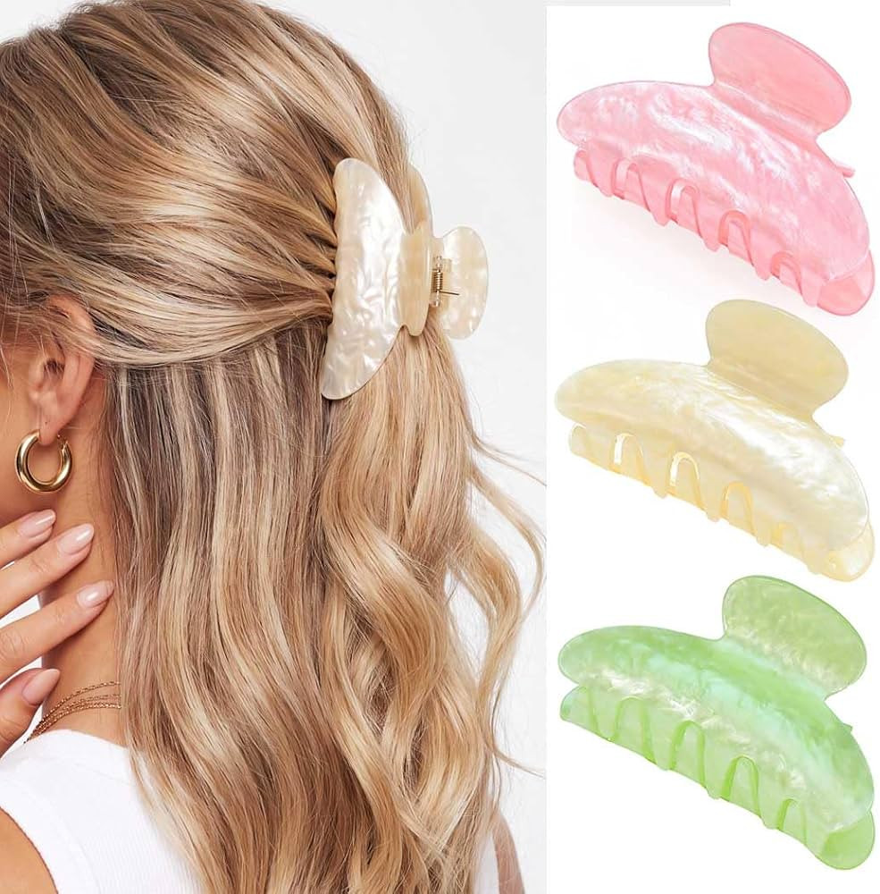 BARTOSI Acrylic Claw Clips Green Cute Hair Clips Medium Hair Claw Clip Hair Accessories for Women... | Amazon (US)