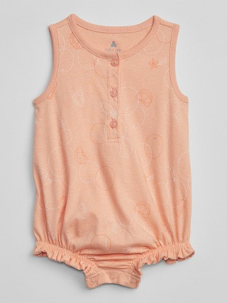 Baby Henley Print Romper | Gap Factory