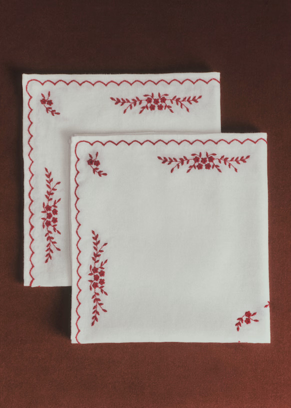 Set of 2 embroidered napkins | Sezane - UK