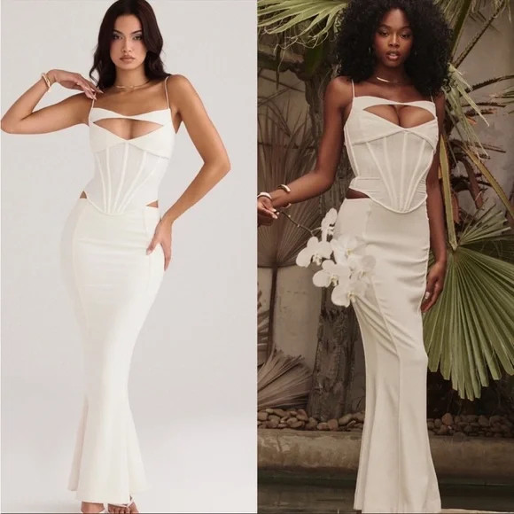 HOUSE OF CB 'Paloma' Ivory Corset Maxi Dress NWOT | Poshmark