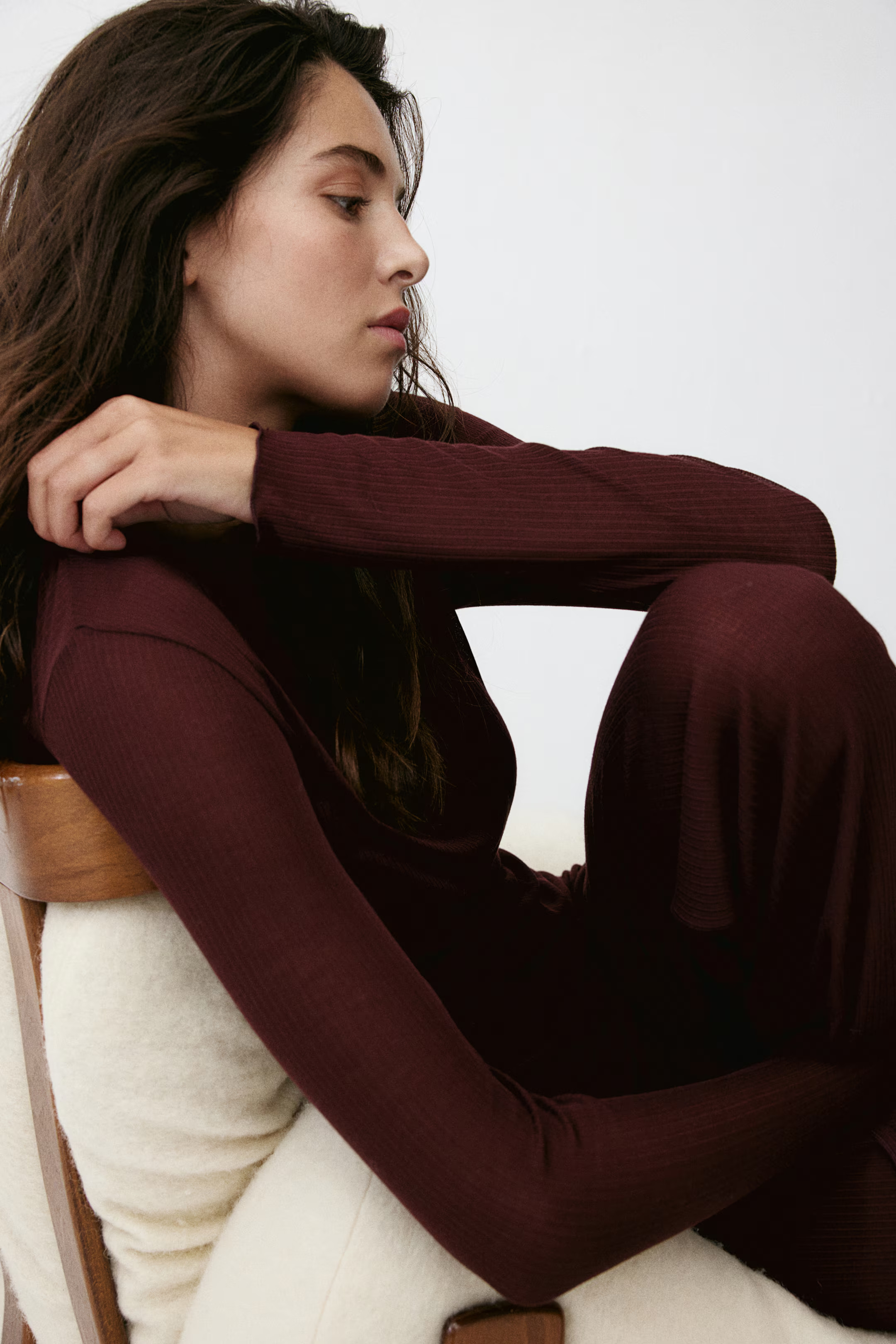 Ribbed pyjamas - Burgundy - Ladies | H&M GB | H&M (UK, MY, IN, SG, PH, TW, HK)