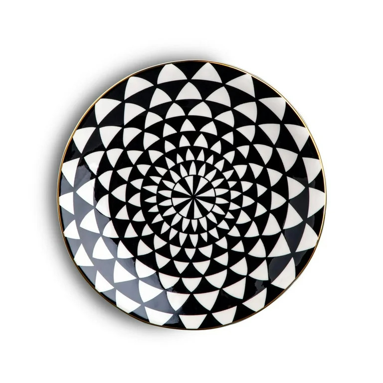 Thyme & Table Medallion Ceramic Salad Plate Black and White - Walmart.com | Walmart (US)