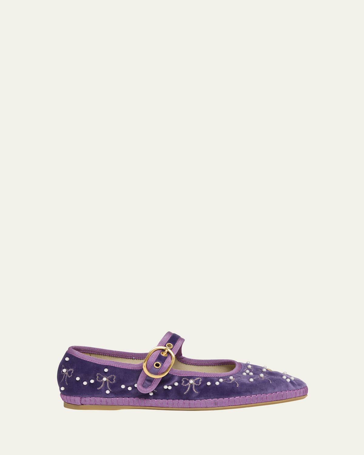 Endouce Bow Velvet Mary Jane Ballerina Flats | Bergdorf Goodman