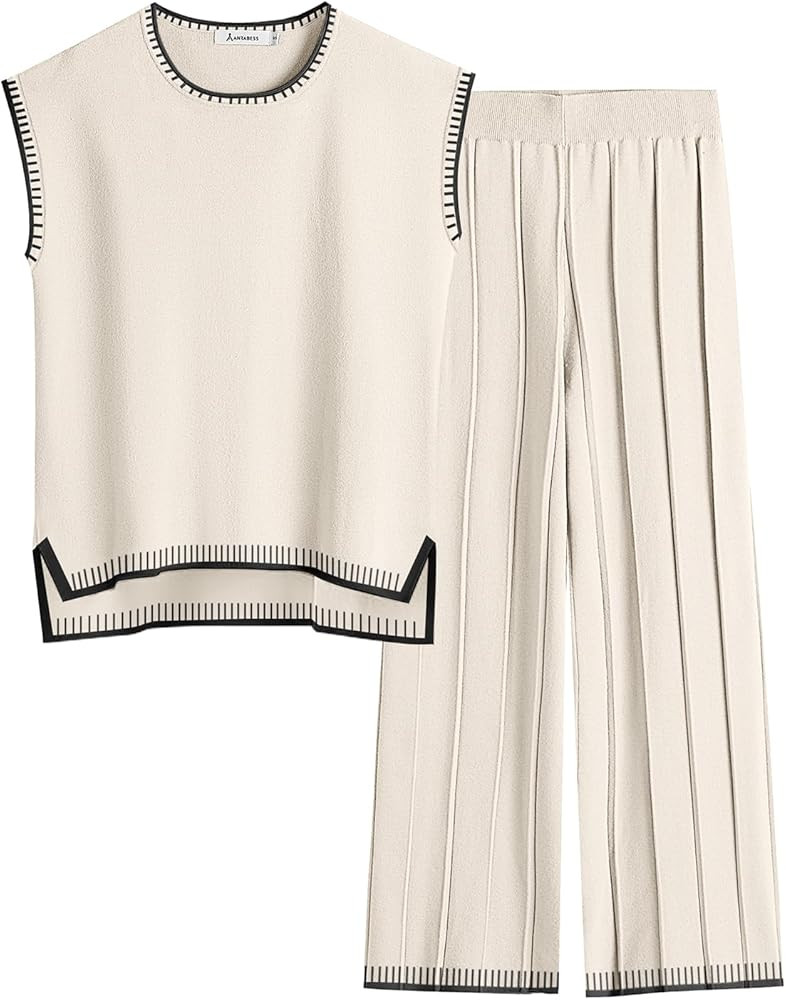 ANRABESS 2 Piece Sets for Women Summer Vacation 2025 Lounge Outfits Sweater Matching Two Pcs Spri... | Amazon (US)