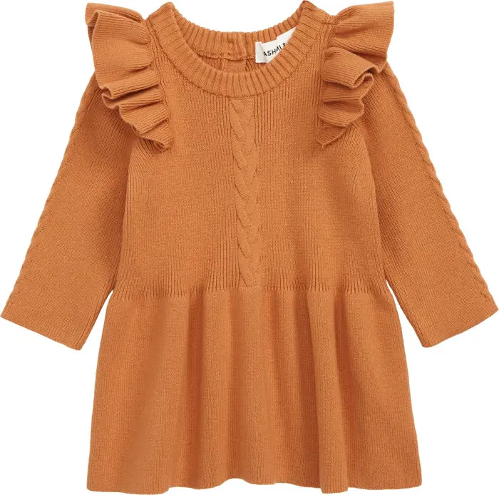 Eva Ruffle Shoulder Long Sleeve Knit Cotton Dress | Nordstrom