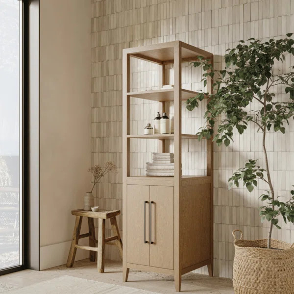 Alsup Solid Wood Freestanding Linen Cabinet | Wayfair North America