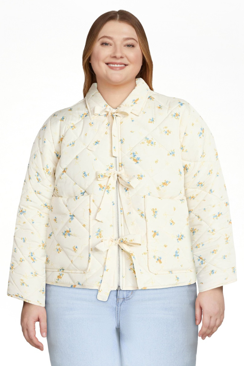 No Boundaries Quilted Bow Jacket, Women's XXS-XXL | Walmart (US)