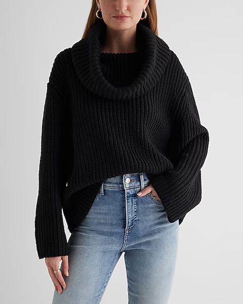 Ribbed Cowl Neck Sweater | Express