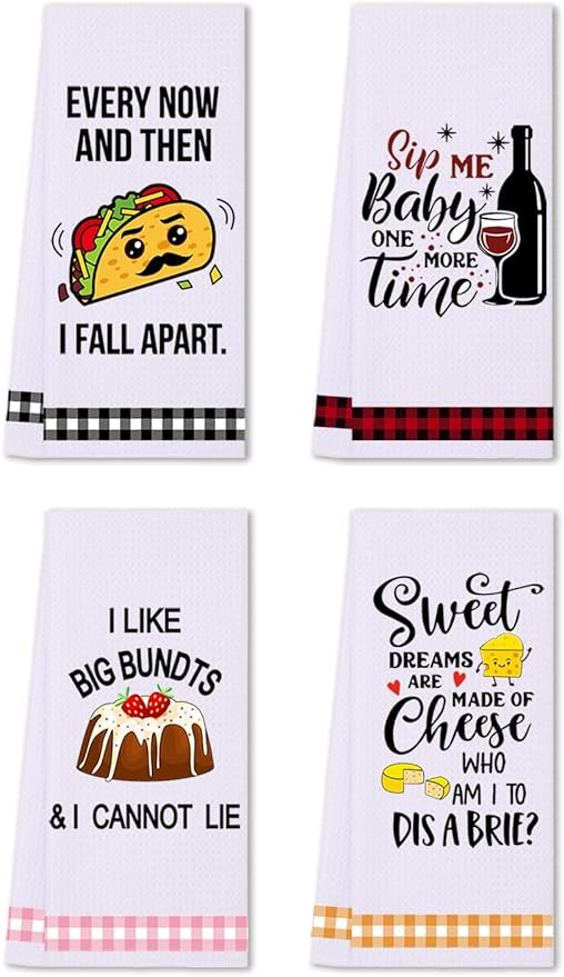 LXOMILL Funny Kitchen Towels, Cute Decorative Dish Towels Sets, Absorbent Waffle Hand Towels, Hou... | Amazon (US)
