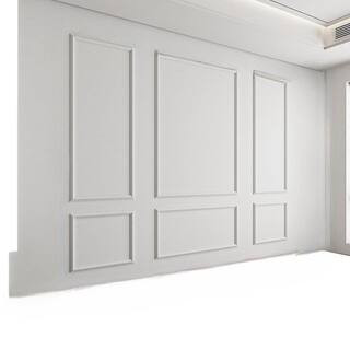 White Pre-Cut Wall Molding Set and Ready to Assemble Wainscoting Panels for Interior Wall Decor L... | The Home Depot