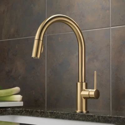 Delta Trinsic Single Handle Deck Mounted Kitchen Faucet | Wayfair North America