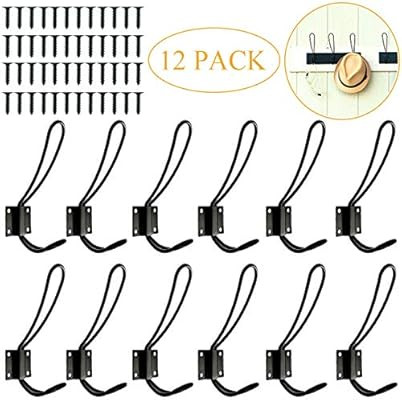 Rustic Entryway Hooks-12 Pack Farmhouse Hooks with Metal Screws Included,Black Decorative Wall Mo... | Amazon (US)