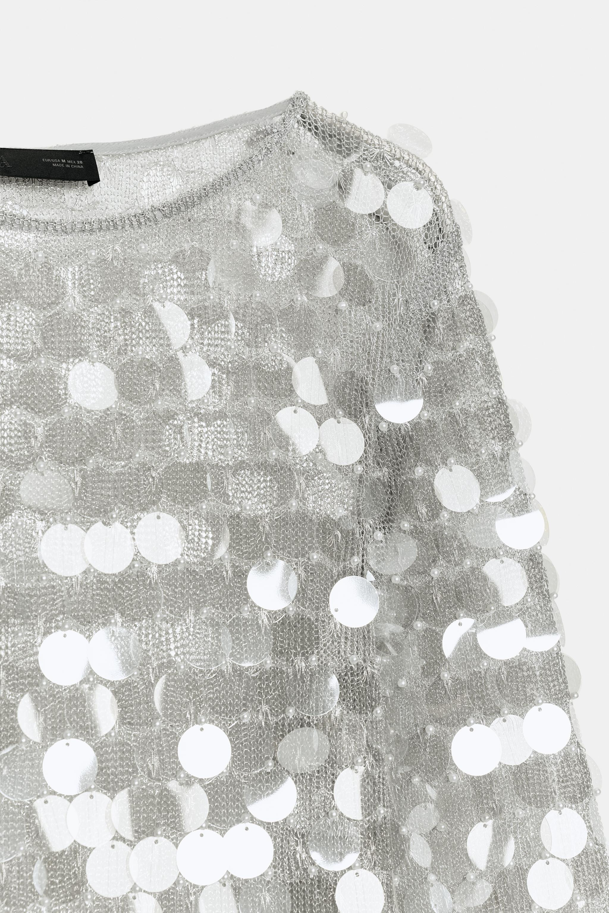 SEQUIN PEARL KNIT MINI DRESS | Zara US