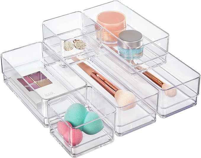 STORi Clear Plastic Vanity and Desk Drawer Organizers | 6 Piece Set | Amazon (US)