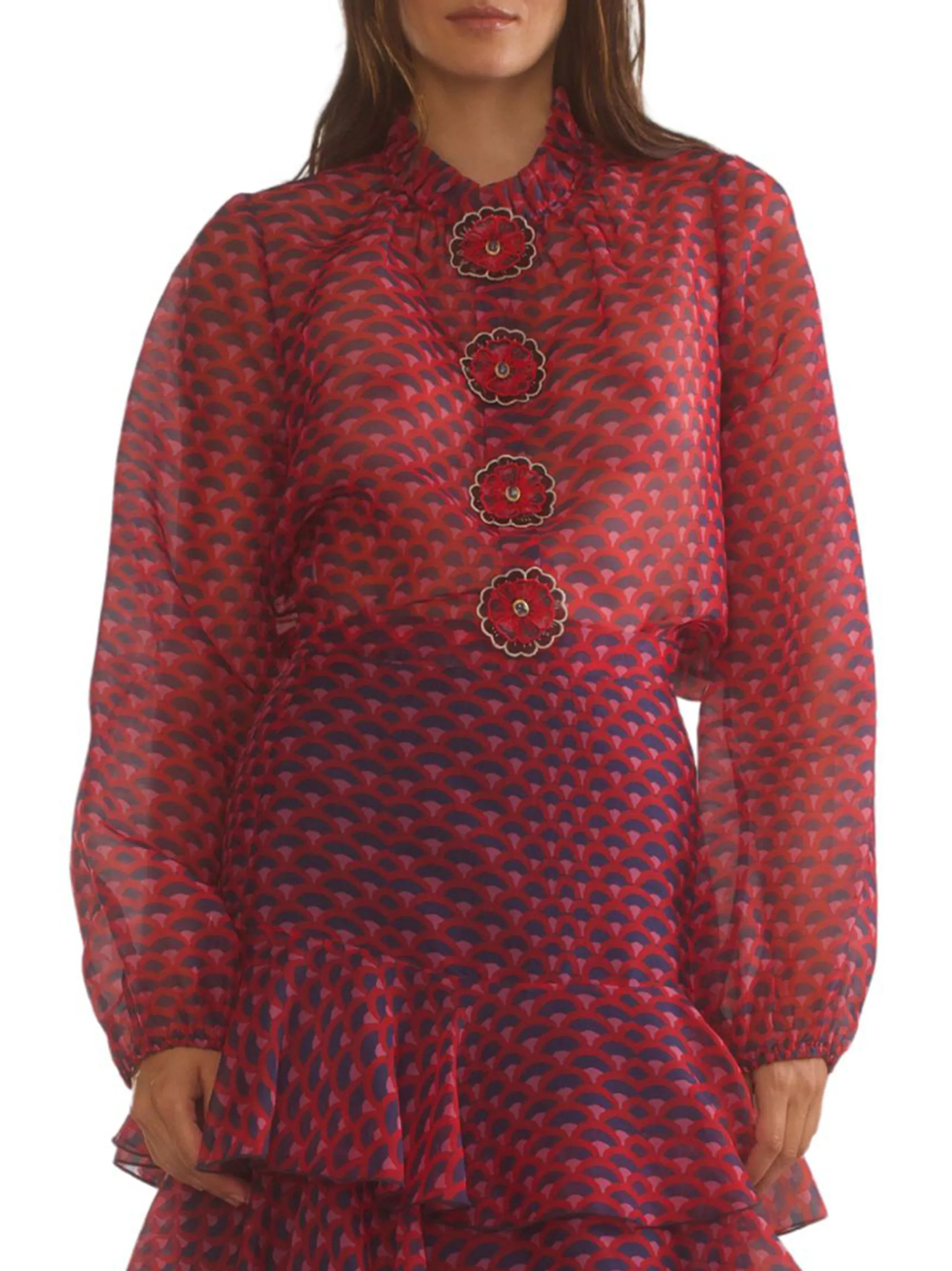 Flower Silk Organza Blouse | Saks Fifth Avenue