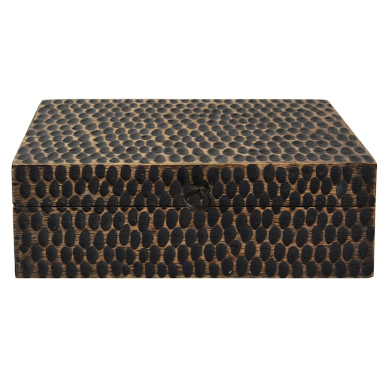 Wood Hammered Box, 10x3 | At Home