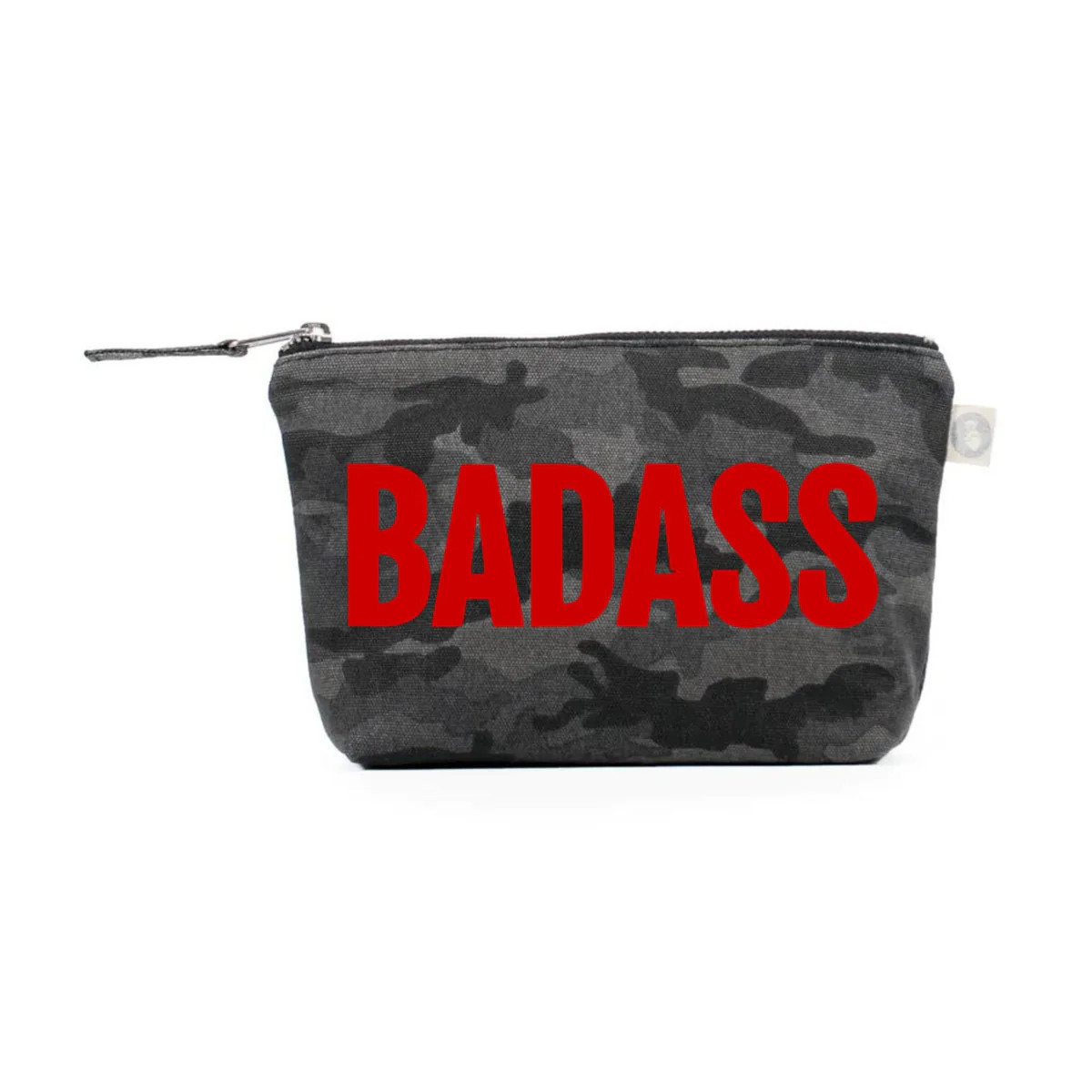 BADASS Makeup Bag Black Camo with Red Matte | Quilted Koala